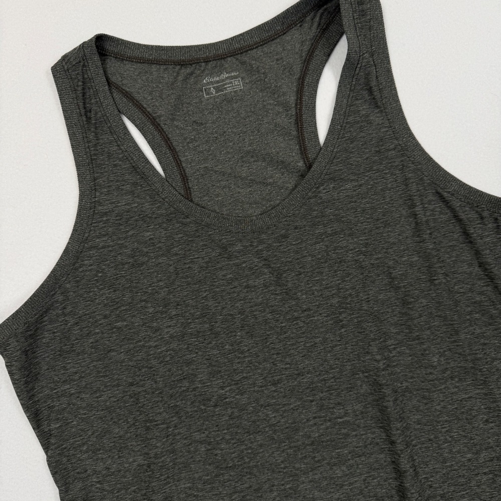 Eddie Bauer Womens 2XL Gray Heathered Racerback Activewear Tank Top V-Neck
